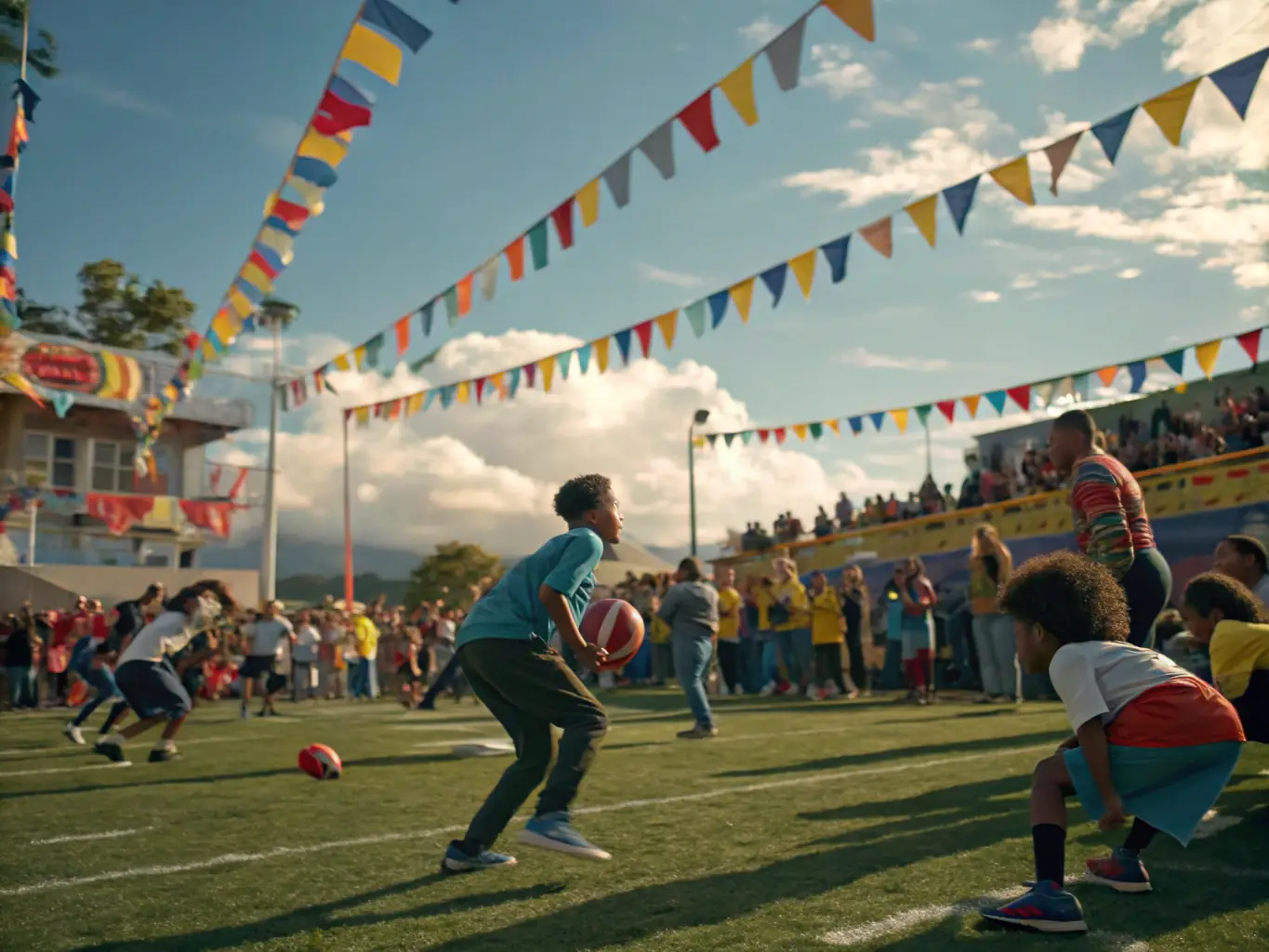 A lively image of community members participating in a local football tournament, showcasing the Community Engagement Events.
