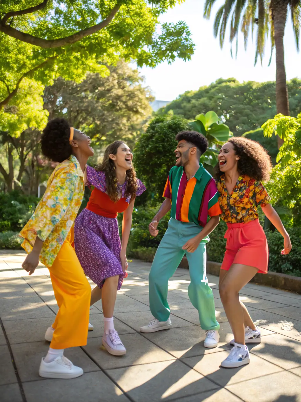 A diverse group of people participating in a community dance event, with various dance styles represented and a sense of joy and inclusivity.